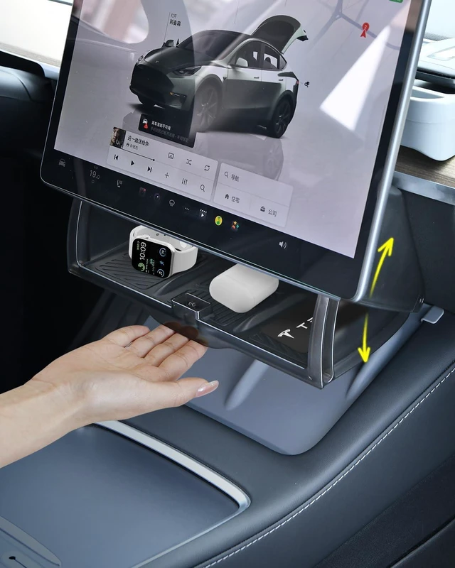 Main image of Hidden Under Screen Storage for Tesla Model Y Model 3 Accessories 2020-2026