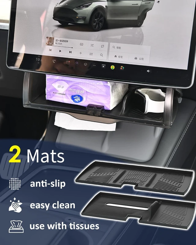 Alt view image 4 of 7 - Hidden Under Screen Storage for Tesla Model Y Model 3 Accessories 2020-2026