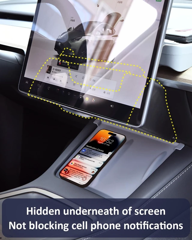 Alt view image 7 of 7 - Hidden Under Screen Storage for Tesla Model Y Model 3 Accessories 2020-2026