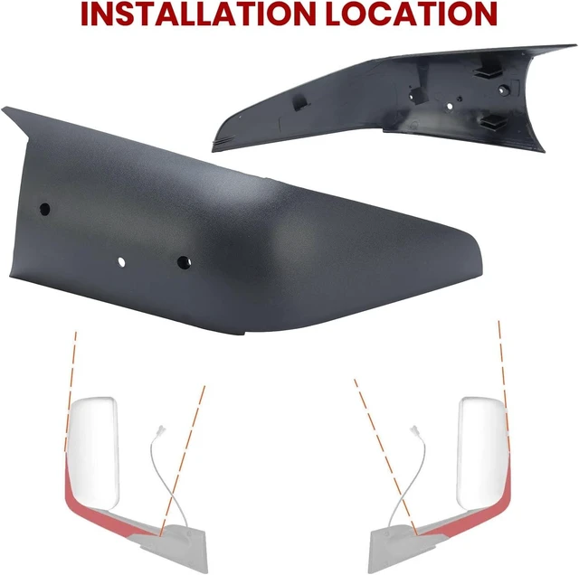 Alt view image 4 of 6 - Door Mirror Arm Cover Shell Housing Black For Freightliner Cascadia 2018 2019 2020 2021 2022 2023 2024 (Pair)