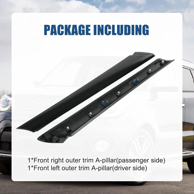 Alt view image 5 of 7 - A-Pillar Front Molding Windshield Trim Set (L&R) Replacement for Kia Soul