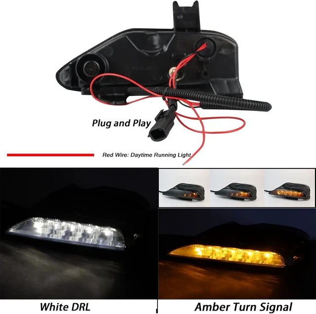 Alt view image 3 of 6 - Smoked Housing LED Front Bumper Fog Lamp Daytime Running Light Turn Signal Feature Compatible with Infiniti Q50 2014-2023 White/Amber Light Accessories