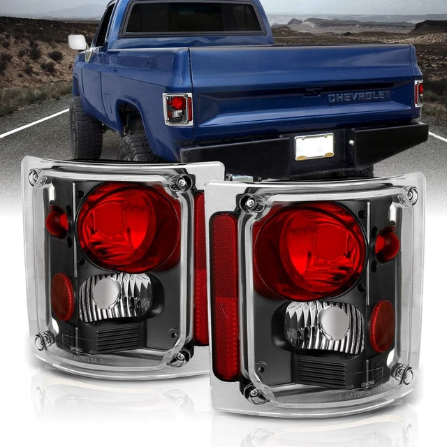 Alt view image 2 of 6 - Black Housing Replacement Tail Lights Assembly Set For 1973-1991 Chevy GMC Full Size 1500 2500 3500 Pickup - Passenger and Driver Side