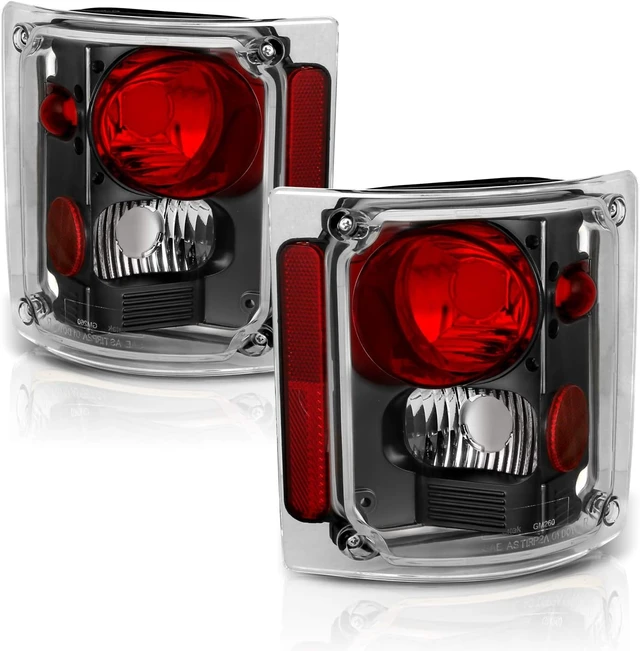 Alt view image 3 of 6 - Black Housing Replacement Tail Lights Assembly Set For 1973-1991 Chevy GMC Full Size 1500 2500 3500 Pickup - Passenger and Driver Side