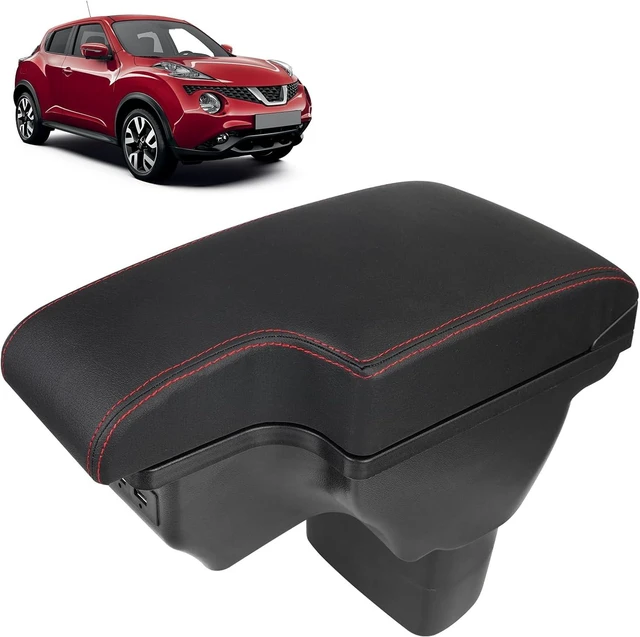 Main image of Consoles Armrest Compatible with Nissan Juke 2010-2017 Center Console Box Armrest Box USB Charge Black with Red Stitching