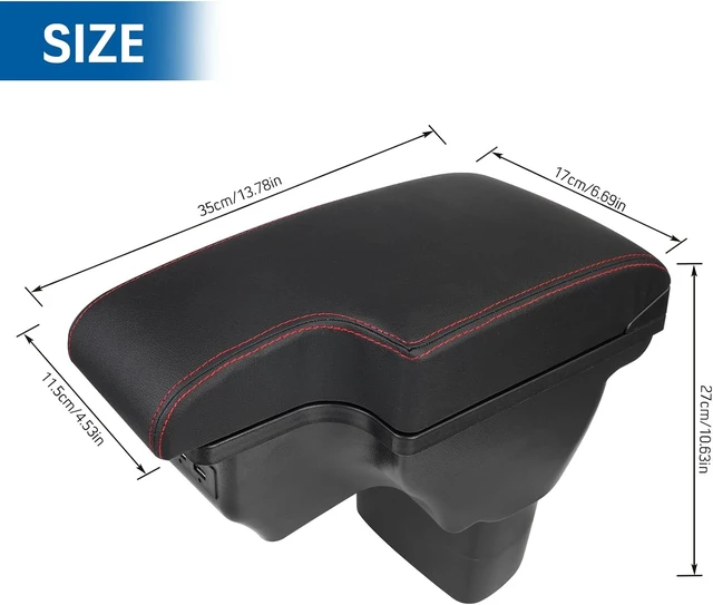 Alt view image 2 of 6 - Consoles Armrest Compatible with Nissan Juke 2010-2017 Center Console Box Armrest Box USB Charge Black with Red Stitching