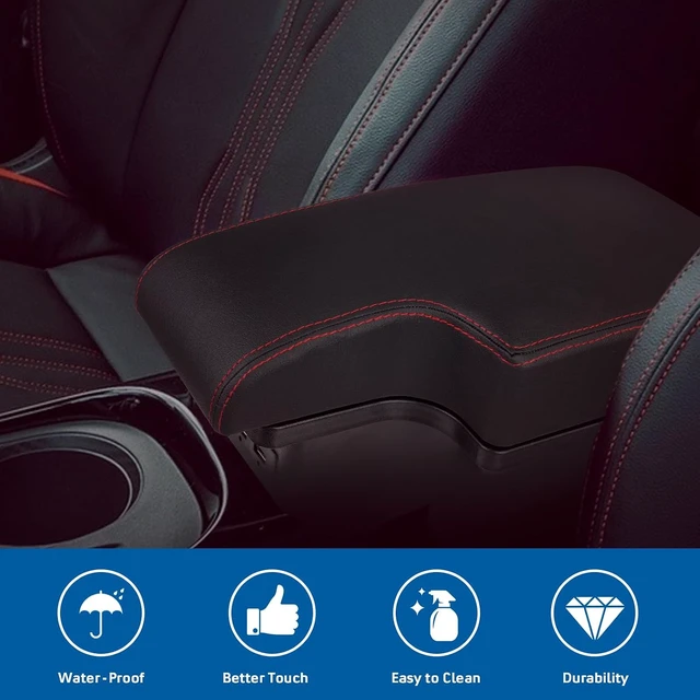 Alt view image 4 of 6 - Consoles Armrest Compatible with Nissan Juke 2010-2017 Center Console Box Armrest Box USB Charge Black with Red Stitching