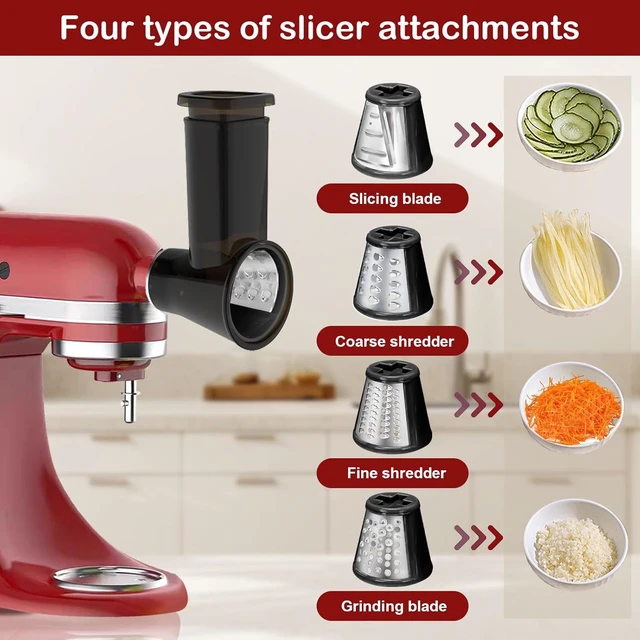 Alt view image 5 of 7 - Meat Grinder & Slicer Shredder Attachments for KitchenAid Stand Mixer, Meat Grinder with 2 Size Sausage Stuffer Tubesand and 4 Types Slicer Shredder Combination Set for Mincing Meat/Chopping Food