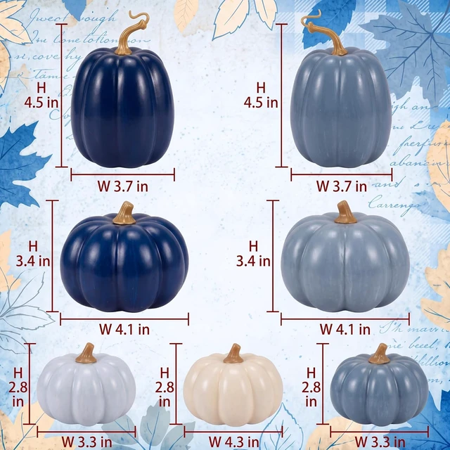 Alt view image 4 of 7 - 7 Pcs Fall Pumpkins Decor, Resin Thanksgiving Table Centerpiece