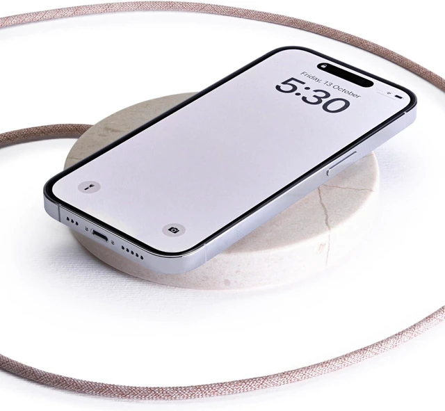 Main image of Classic Stone Marble Wireless Charging Pad Designed in Italy, Integrated 6 ft USB-C Cable, Smartphones, Wireless Earbuds, Smartwatches Cream Marble