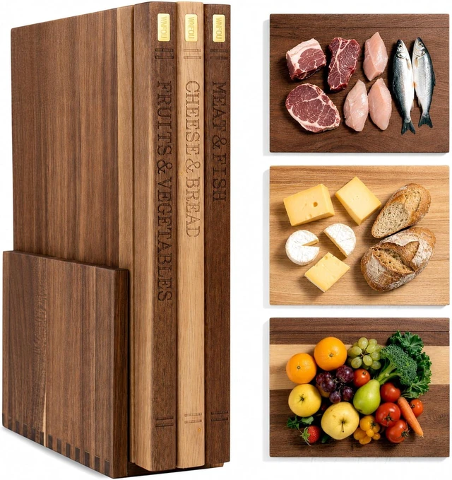 Main image of Book Cutting Board Set with Wooden Stand for Home Cooks