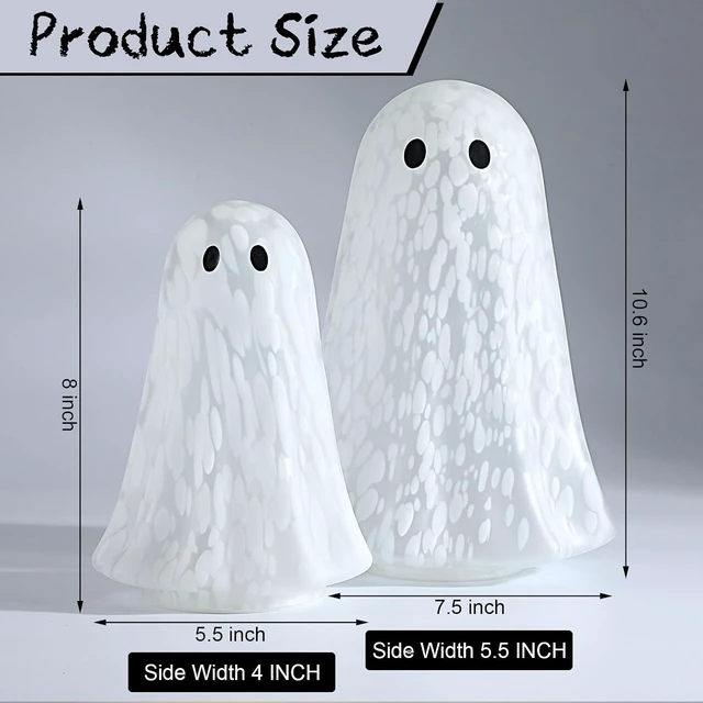 Alt view image 3 of 7 - 2 Pcs Halloween Confetti Glass Ghost Table Light up Decor