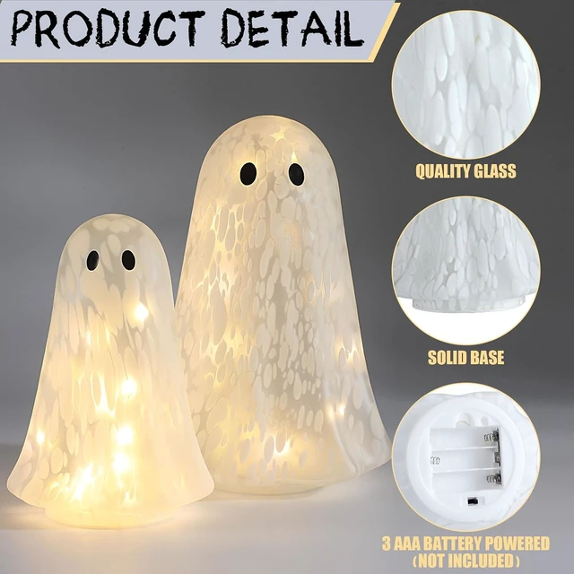 Alt view image 4 of 7 - 2 Pcs Halloween Confetti Glass Ghost Table Light up Decor