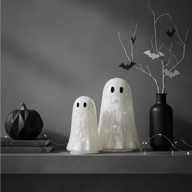 Alt view image 6 of 7 - 2 Pcs Halloween Confetti Glass Ghost Table Light up Decor