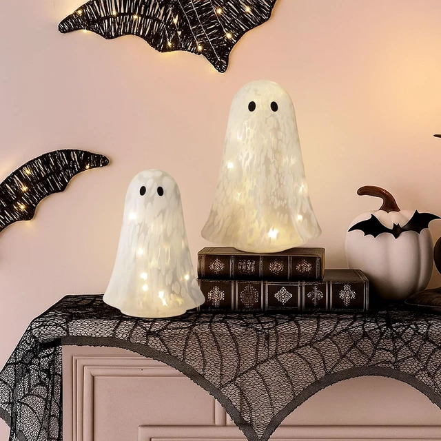 Alt view image 7 of 7 - 2 Pcs Halloween Confetti Glass Ghost Table Light up Decor