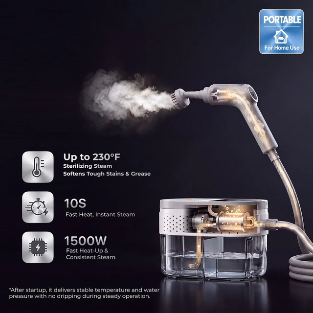 Alt view image 2 of 7 - Handheld Steam Cleaner for Home, Portable, Ultra-Fast Heat-Up, Up to 230°F