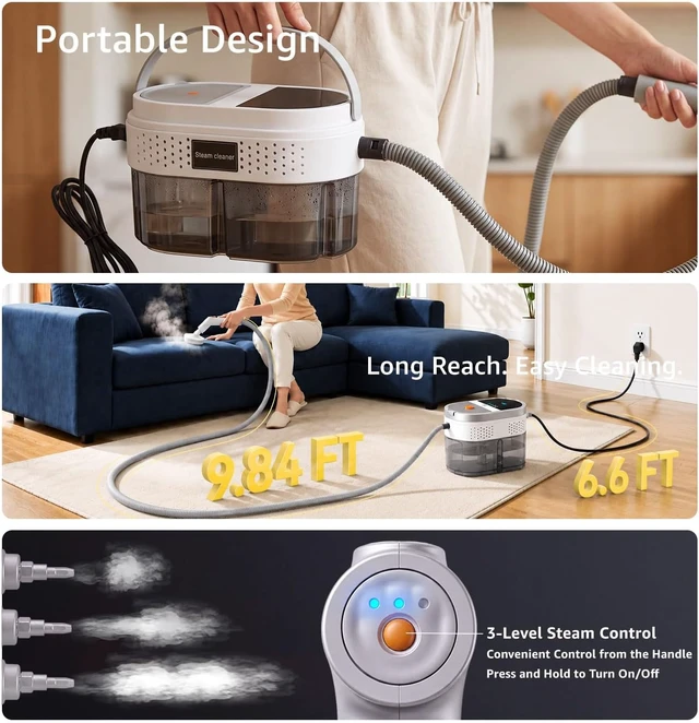 Alt view image 7 of 7 - Handheld Steam Cleaner for Home, Portable, Ultra-Fast Heat-Up, Up to 230°F