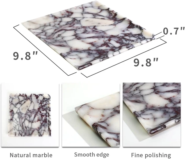 Alt view image 2 of 7 - Natural Marble Tray for Bathroom, 10" Calacatta Marble Tray Decor