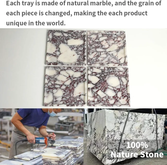 Alt view image 3 of 7 - Natural Marble Tray for Bathroom, 10" Calacatta Marble Tray Decor
