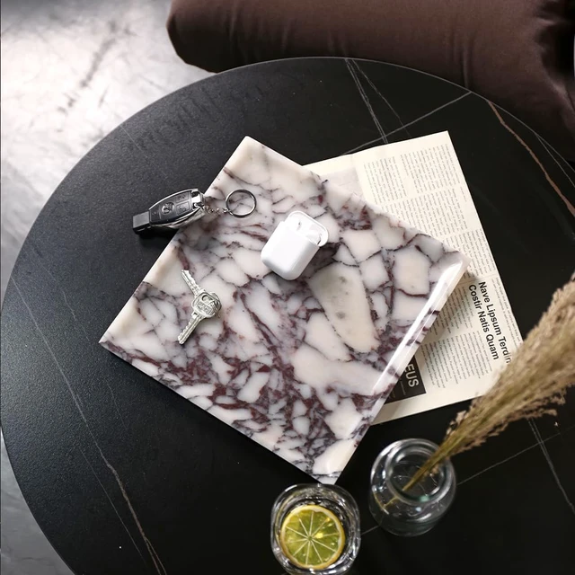 Alt view image 5 of 7 - Natural Marble Tray for Bathroom, 10" Calacatta Marble Tray Decor