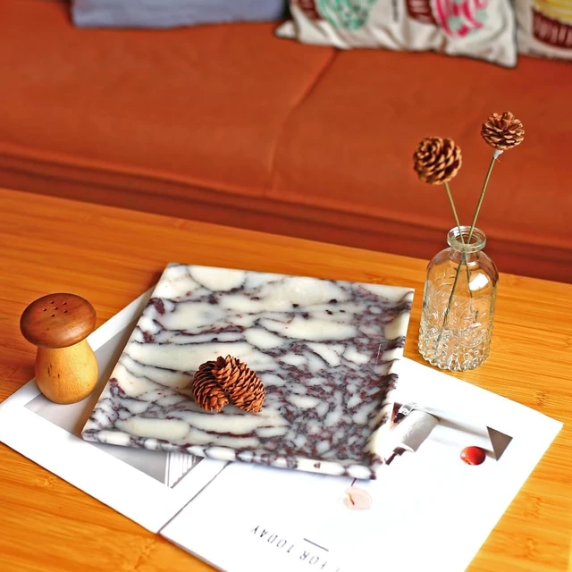 Alt view image 6 of 7 - Natural Marble Tray for Bathroom, 10" Calacatta Marble Tray Decor