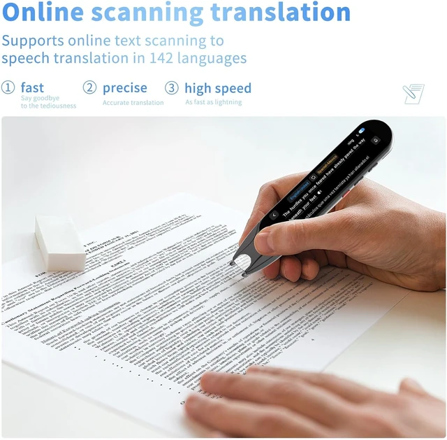 Alt view image 2 of 7 - Scan Translator Pen, Language Translator Device, Dyslexia Tools with 142 Online/10 Offline Languages, Text to Speech Reading Pen for Learning Difficulties, Language Learners and Elderly Users