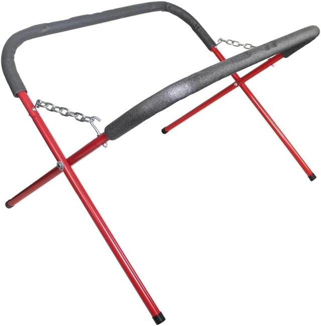 Alt view image 3 of 7 - 79750 Automotive Fender Stand for Garages, Repair Shops, and DIY, 41" x 43" x 35", 500 lbs. Capacity, Adjustable, Padded, Powder-Coated Tubular Steel, Rubber Feet, Red/Black