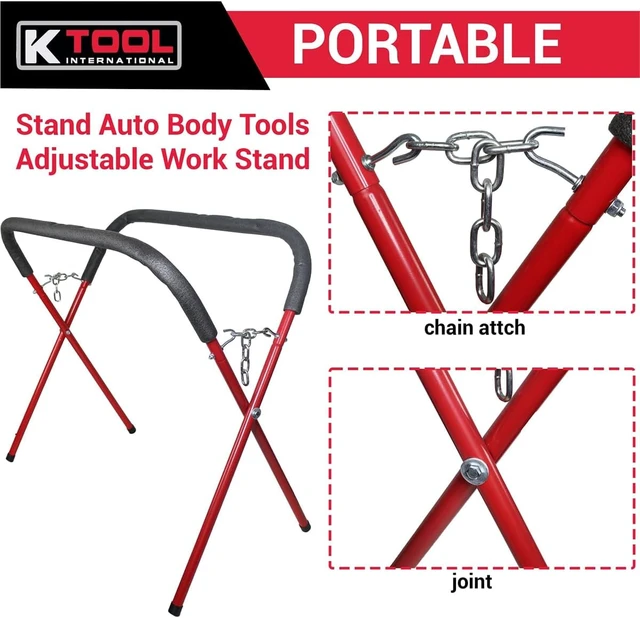 Alt view image 7 of 7 - 79750 Automotive Fender Stand for Garages, Repair Shops, and DIY, 41" x 43" x 35", 500 lbs. Capacity, Adjustable, Padded, Powder-Coated Tubular Steel, Rubber Feet, Red/Black