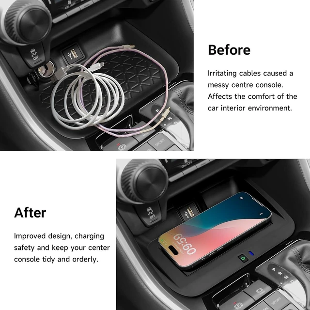 Alt view image 4 of 7 - Car Wireless Charger for Toyota RAV4 2019-2025 Phone Wireless Charging Pad Mount Interior Center Console Accessories for RAV4 Adventure LE XLE TRD Off-Road Prime SE XSE Limited Hybrid