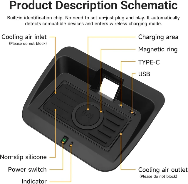 Alt view image 5 of 7 - Car Wireless Charger for Toyota RAV4 2019-2025 Phone Wireless Charging Pad Mount Interior Center Console Accessories for RAV4 Adventure LE XLE TRD Off-Road Prime SE XSE Limited Hybrid
