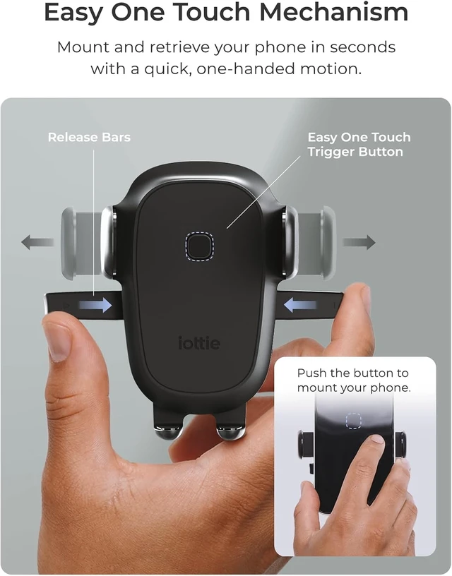 Alt view image 2 of 7 - Easy One Touch Wireless 3 Dash & Windshield Car Mount, 15W Qi Fast Charging Phone Holder, One-Handed Auto Clamp, Adjustable Smartphone Mount for iPhone 17 Pro Max, iPhone 12-17, , Pixel