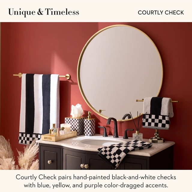 Alt view image 2 of 5 - Glass Soap Pump, Black-and-White Courtly Check