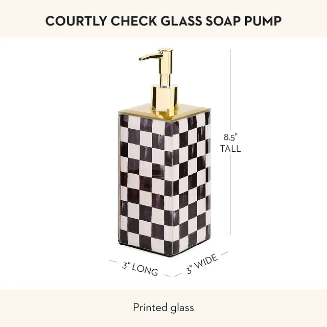 Alt view image 3 of 5 - Glass Soap Pump, Black-and-White Courtly Check