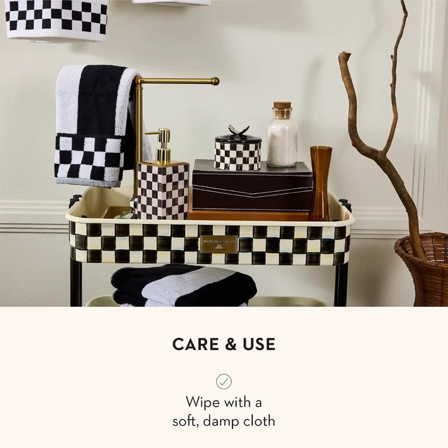 Alt view image 4 of 5 - Glass Soap Pump, Black-and-White Courtly Check
