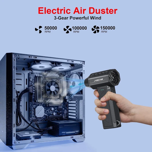 Alt view image 5 of 7 - Compressed Air Duster&Vacuum Cleaner, 3-in-1 150000RPM Cordless Air Blower