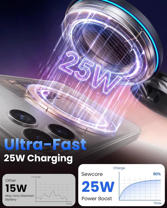 Alt view image 2 of 7 - 25W Fast Wireless Charge, Only for iPhone Magsafe Car Mount Charger