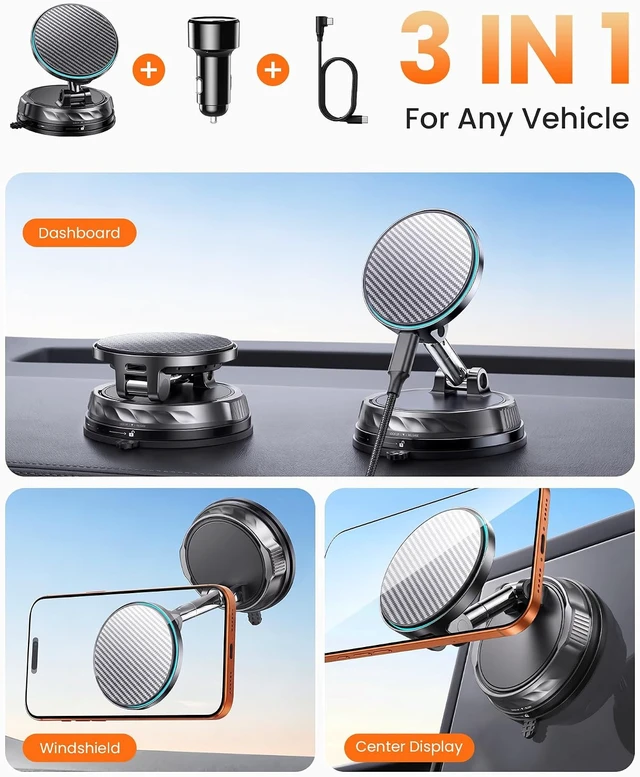 Alt view image 3 of 7 - 25W Fast Wireless Charge, Only for iPhone Magsafe Car Mount Charger