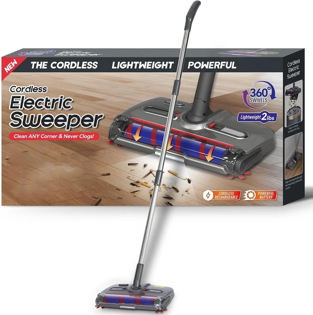 Main image of Swivel Cordless Sweeper with LED Light,Floor Cordless Sweeper, Cordless Electric Sweeper, Rechargeable Cordless Sweeper, Hard Floor Sweeper Roller Sweeper,Lightweight Sweeper for Home Crumbs