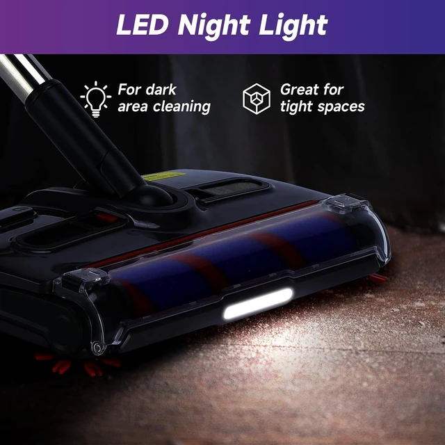 Alt view image 3 of 7 - Swivel Cordless Sweeper with LED Light,Floor Cordless Sweeper, Cordless Electric Sweeper, Rechargeable Cordless Sweeper, Hard Floor Sweeper Roller Sweeper,Lightweight Sweeper for Home Crumbs