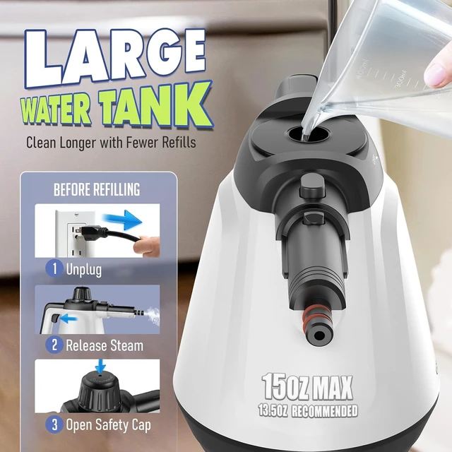Alt view image 6 of 7 - Handheld Steam Cleaner, Steamer for Cleaning with 13 Accessories