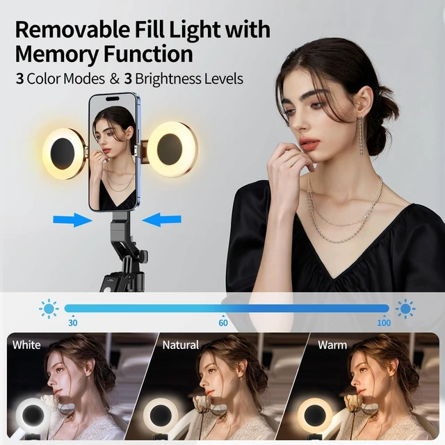 Alt view image 7 of 7 - Magnetic Vlogging Kit for iPhone/Android, 71" Auto Face Tracking Tripod for iPhone with Light, Magnetic Microphone/Remote Control, Content Creator Essentials Starter Kit for TikTok and YouTube