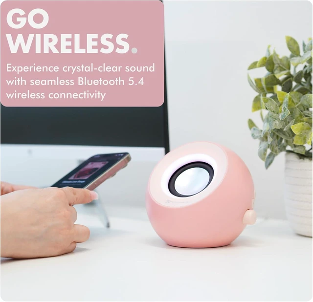 Alt view image 5 of 7 - Pink Computer Speakers for Desktop PC with RGB Lighting, Bluetooth, USB, and AUX - Triple Mode Connection, Dual 2.25" Drivers for Work and Play, Bluetooth Desktop Speakers for PC - Pink