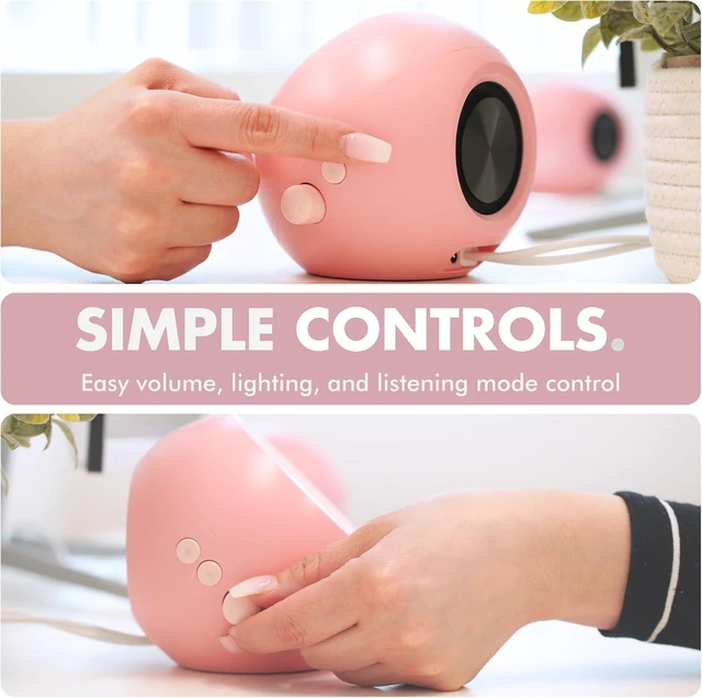 Alt view image 7 of 7 - Pink Computer Speakers for Desktop PC with RGB Lighting, Bluetooth, USB, and AUX - Triple Mode Connection, Dual 2.25" Drivers for Work and Play, Bluetooth Desktop Speakers for PC - Pink