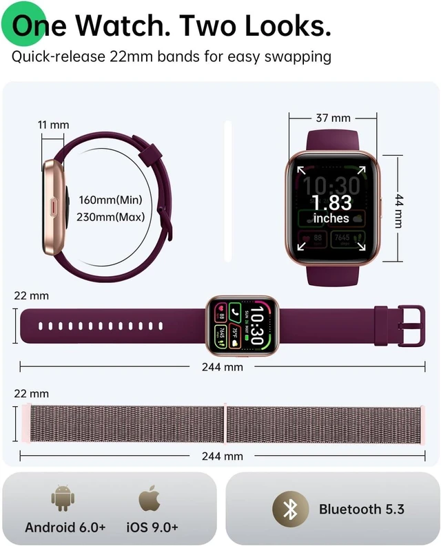 Alt view image 7 of 7 - Smart Watches for Women, 1.83" Alexa Smart Watch for Android Phones & iPhones with Calls/Messages, 120+ Sport Modes Fitness Watches for Women Men with Heart Rate Monitor, Sleep/Activity/Health Tracker