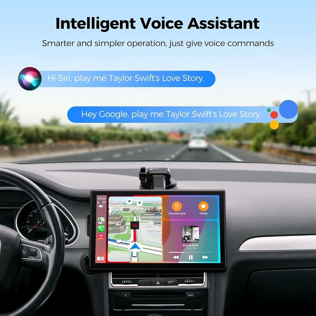 Alt view image 4 of 7 - 7" Wireless CarPlay Screen with Magnetic Mount & Android Auto