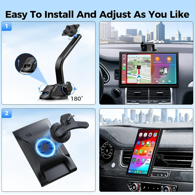 Alt view image 7 of 7 - 7" Wireless CarPlay Screen with Magnetic Mount & Android Auto