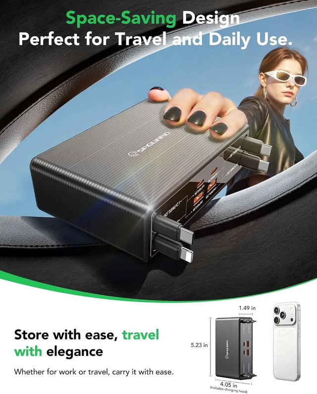 Alt view image 6 of 7 - 8-in-1 Retractable Charging Station for Multiple Devices, USB-C GaN Hub