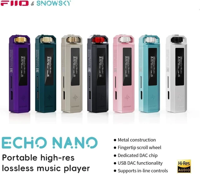 Main image of FiiO Echo Nano Retro HiFi Music Player with Scroll Wheel, CS43131 DAC, USB DAC, Lossless Audio Player Supporting DSD256/FLAC/WAV/MP3, 3.5mm Output, 256GB Expansion (Black)