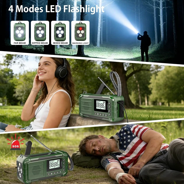 Alt view image 5 of 6 - Emergency NOAA Weather Radio, 10000mAh, Solar Hand Crank Radio with AM/FM