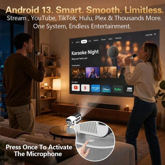 Alt view image 2 of 7 - Projector with WiFi and Bluetooth, Projector for Bedroom/Outdoor